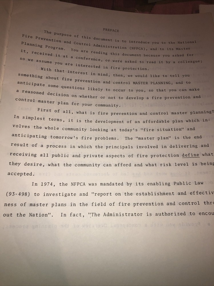Introduction Summary Fire Prevention & Control Master Plan US Dept of Commerce