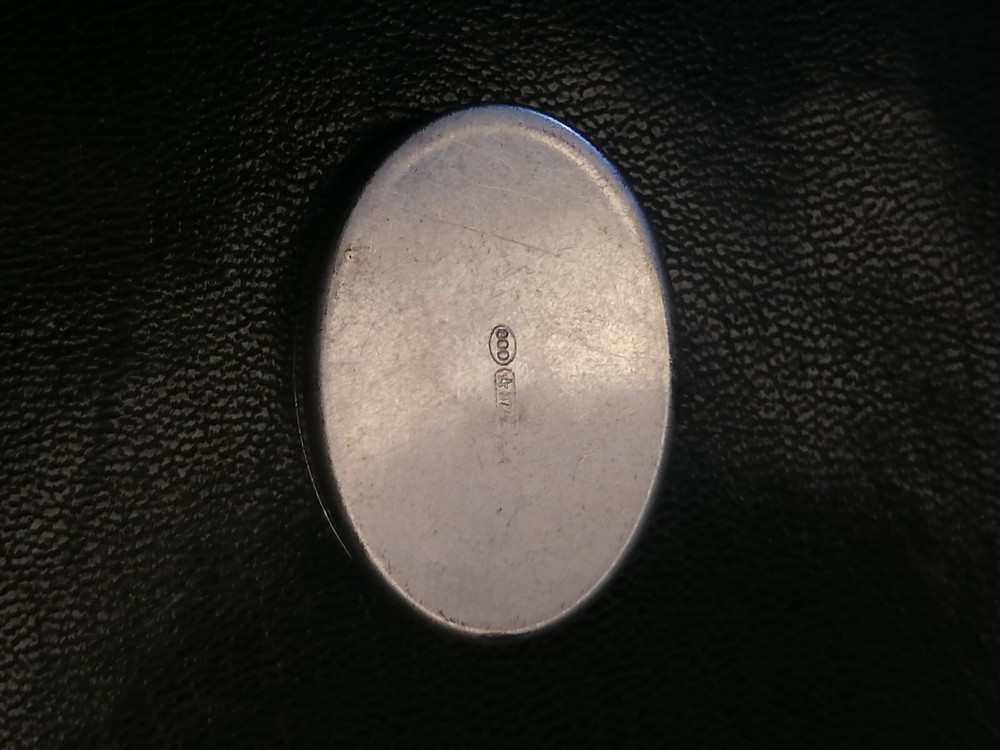 Vintage Silver 800 Pill Case Box - Simple Decorative Pattern, 7.88g