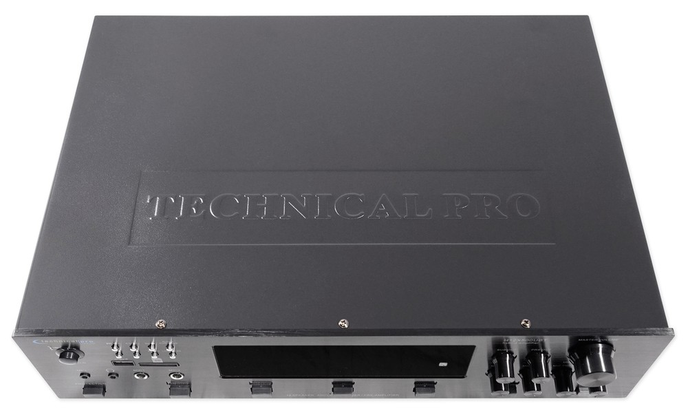 Technical Pro 6000 Watt Bluetooth Karaoke Amplifier Receiver w/ USB, SD+(2) Mics