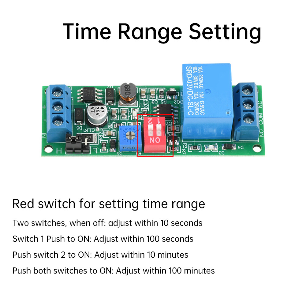 DC 4-30V 1 Way Time Delay Relay Module Adjustable Trigger Delay Switch Module
