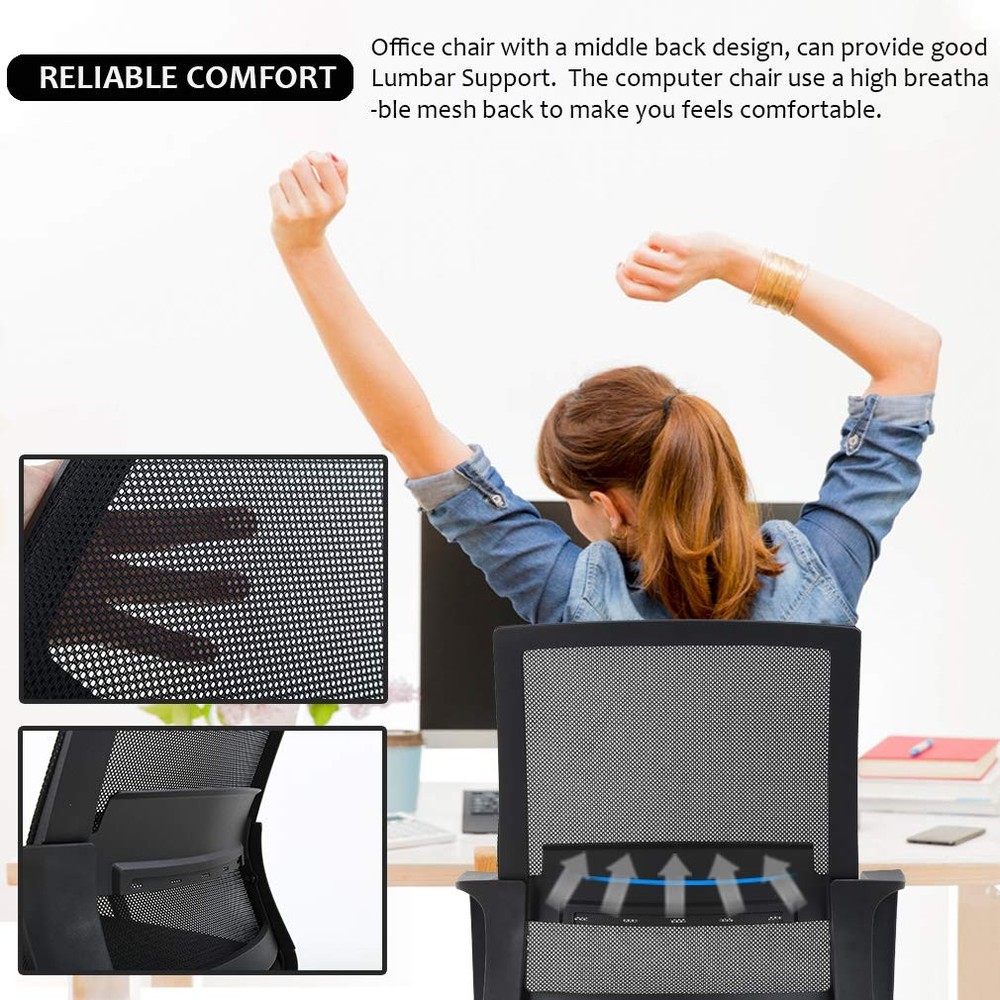 BestOffice Swivel Rolling Computer Chair Executive Lumbar Support Task Mesh C...