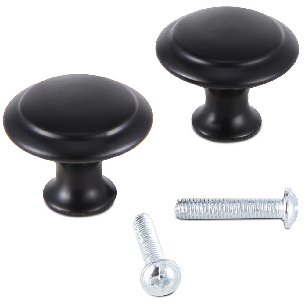 10-100 Pack Matte Black Kitchen Cabinet Knobs Round Drawer Pulls Stainless Steel