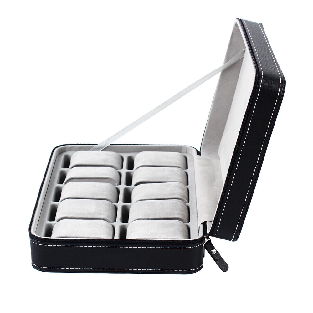 10 Slots Watch Display Case Storage Box Case | Leather Rounded Corner