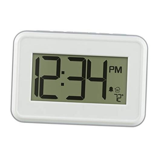 513-113W Digital White Wall Clock with Temperature & Countdown Timer