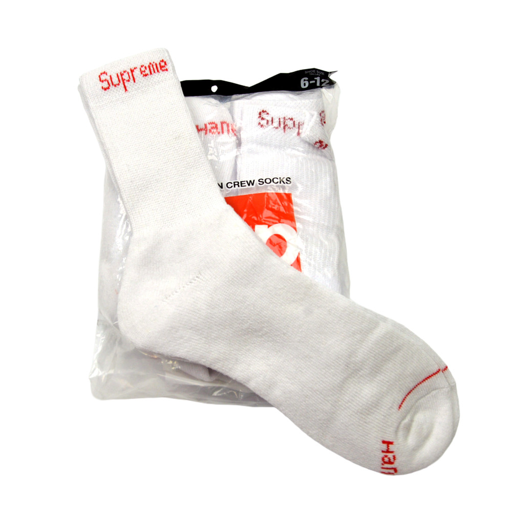 Supreme x Hanes Crew Socks White