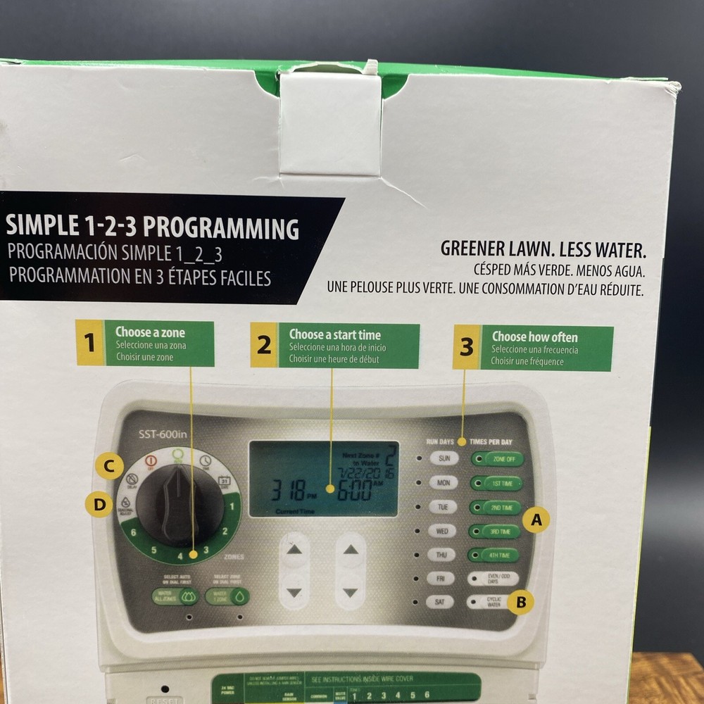 Rain Bird Irrigation Timer 4-Station Indoor Simple-to-Set Controller SST - 400i