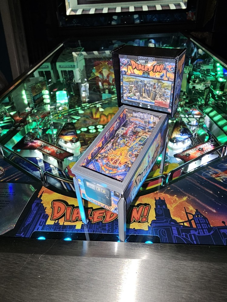 Miniature Replica “Dialed In” Pinball Machine Mini Scale Model, Keepsake, Trophy