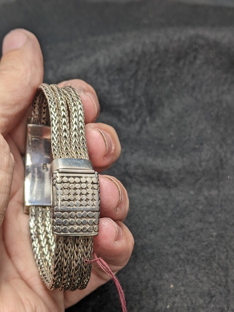 Lois Hill Scrollwork Multi Chain Flexible Bracelet Silver 925 #003