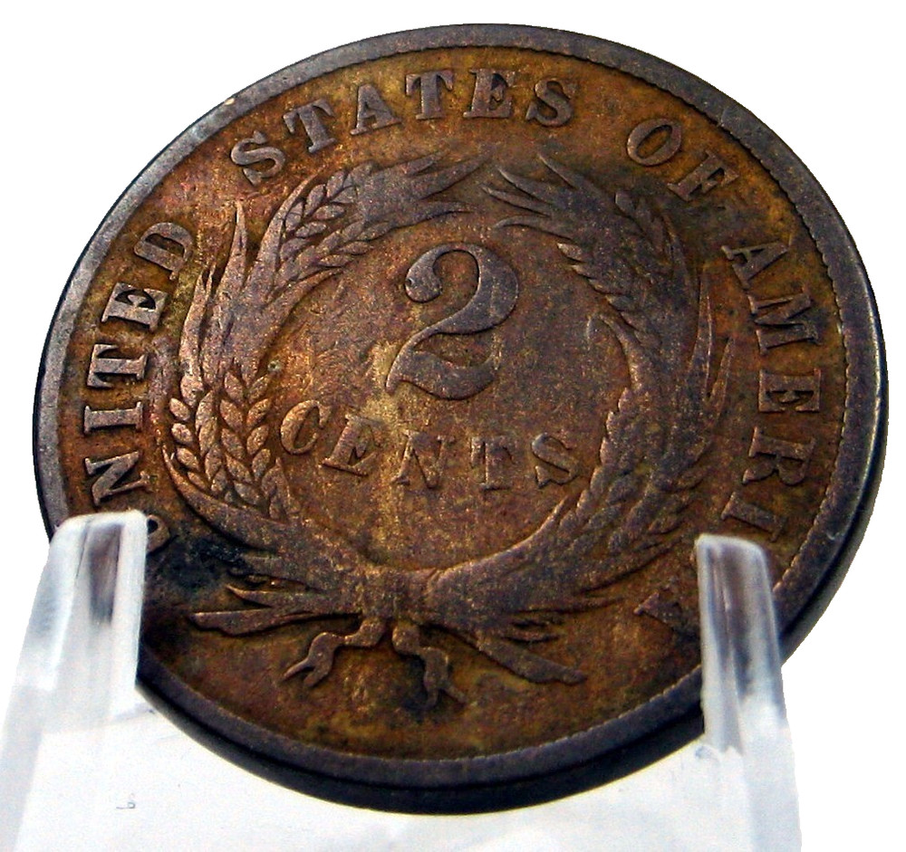 1865 PLAIN 5 two cent piece---#KR215AOH-3-2