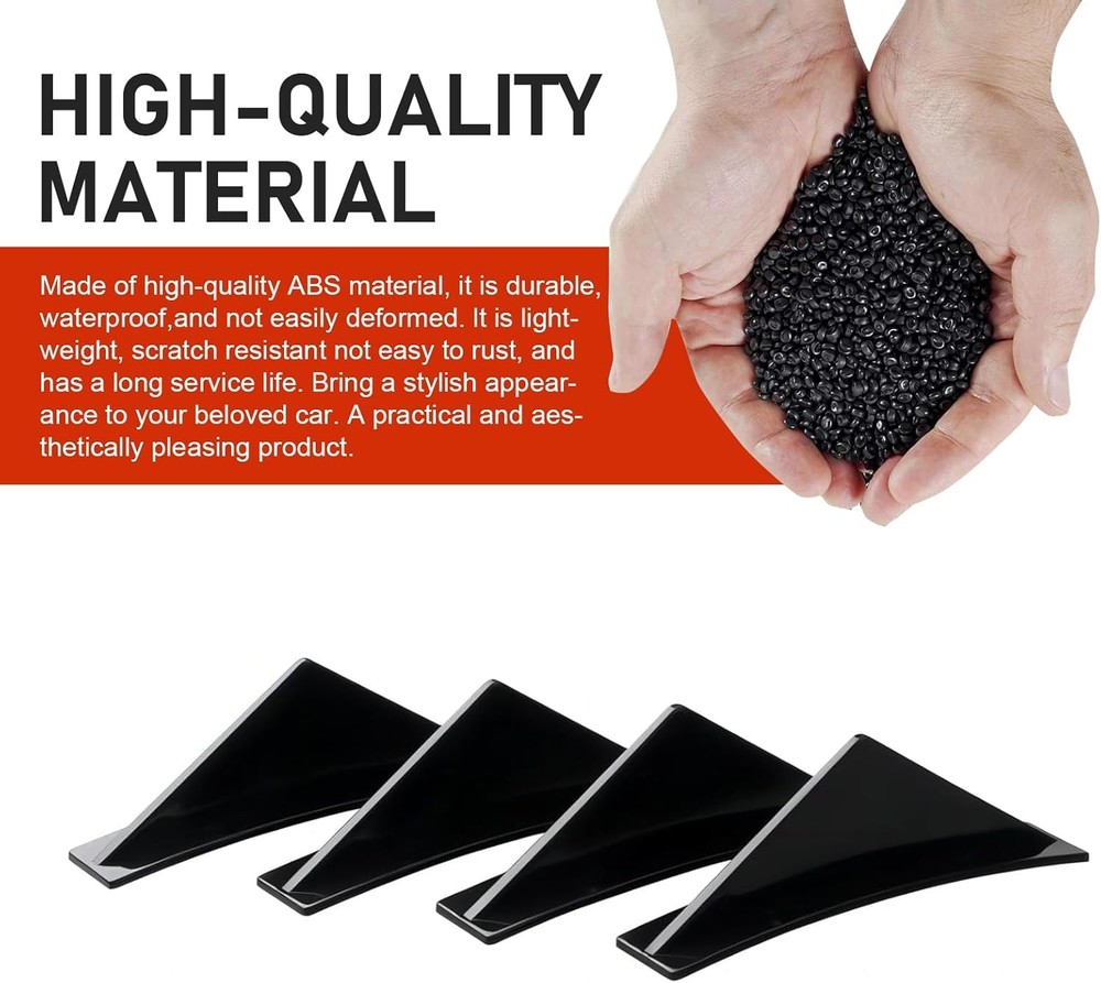 4 PCS Car Lower Bumper Lip Diffuser, Anti-scratch Triangular-shap Color: Black
