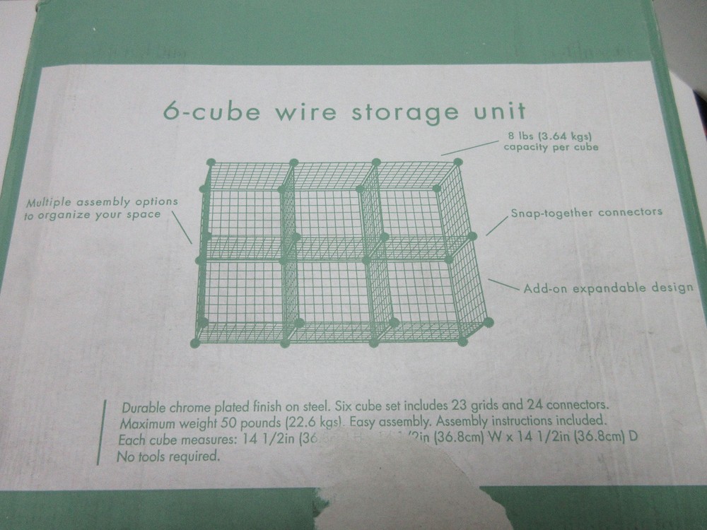 Floor Standing 6 Cube CHROME Storage Unit Garage Office Organizer