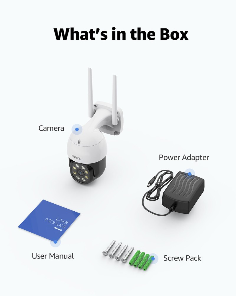 ANNKE 4MP Wireless PTZ Security Camera Auto Tracking Two Way Audio Color Night