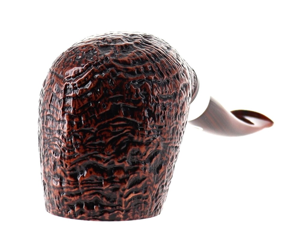 Pipe Il Ceppo GRUPPO 1 brown smooth shape billiard semicurved silver ring