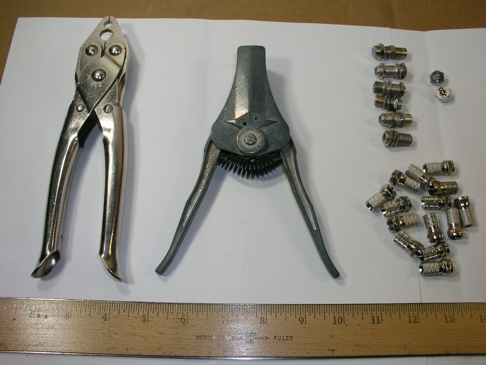 Coaxial Cable Crimping, Stripping Tool  and 22 Fittings