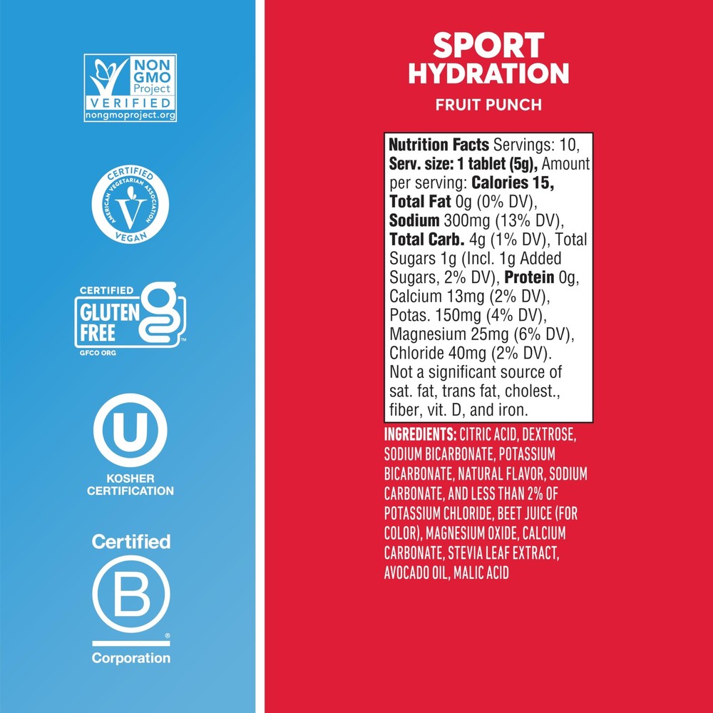 Nuun Sport Electrolyte Tablets Fruit Punch 4 Pack 40 Servings Hydration Support