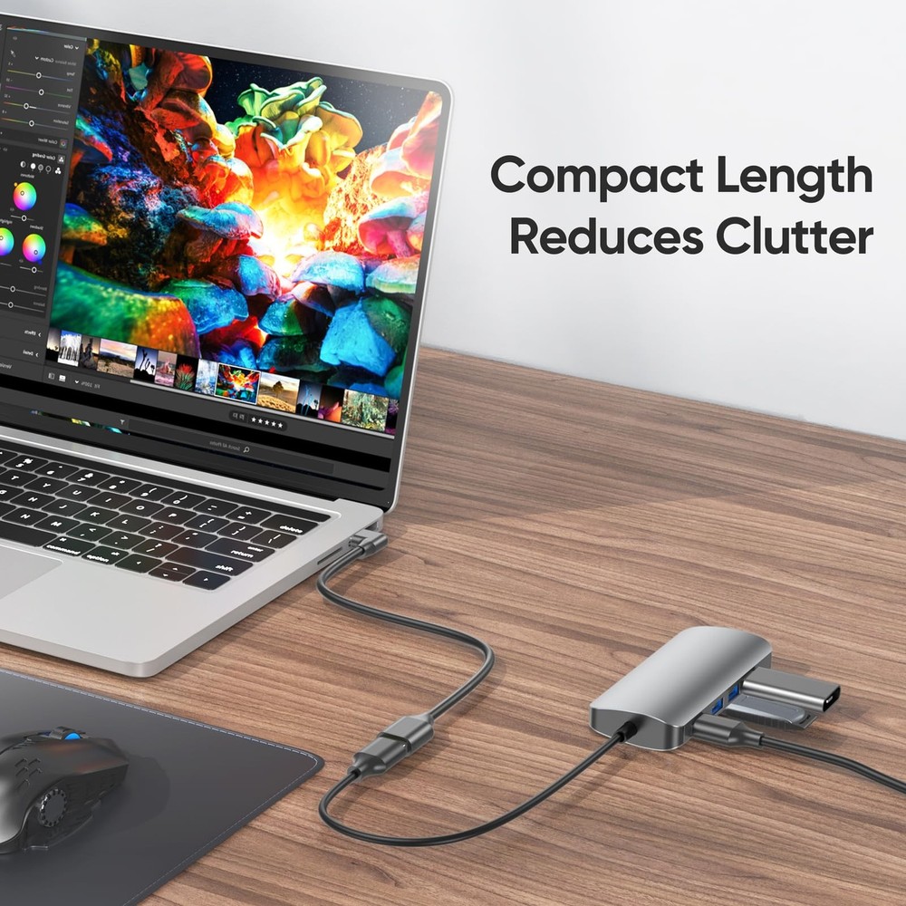 JasRoum Short USB Extension Cable Right Angle & Left 5Gbps Data A 8 inch