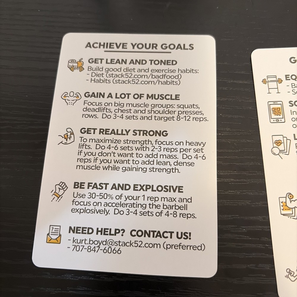 Stack 52 Barbell Exercise Cards. Weight Lifting Playing Card 2019