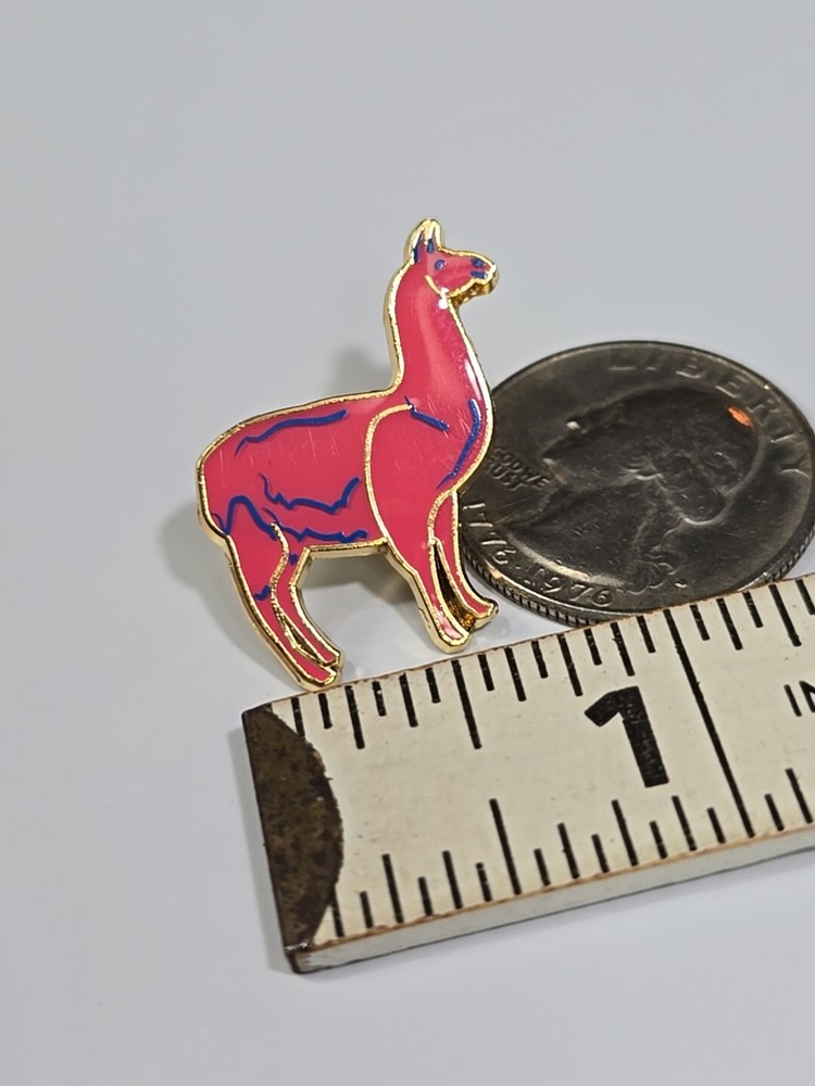 Pink Llama With Blue Lines Lapel Pin