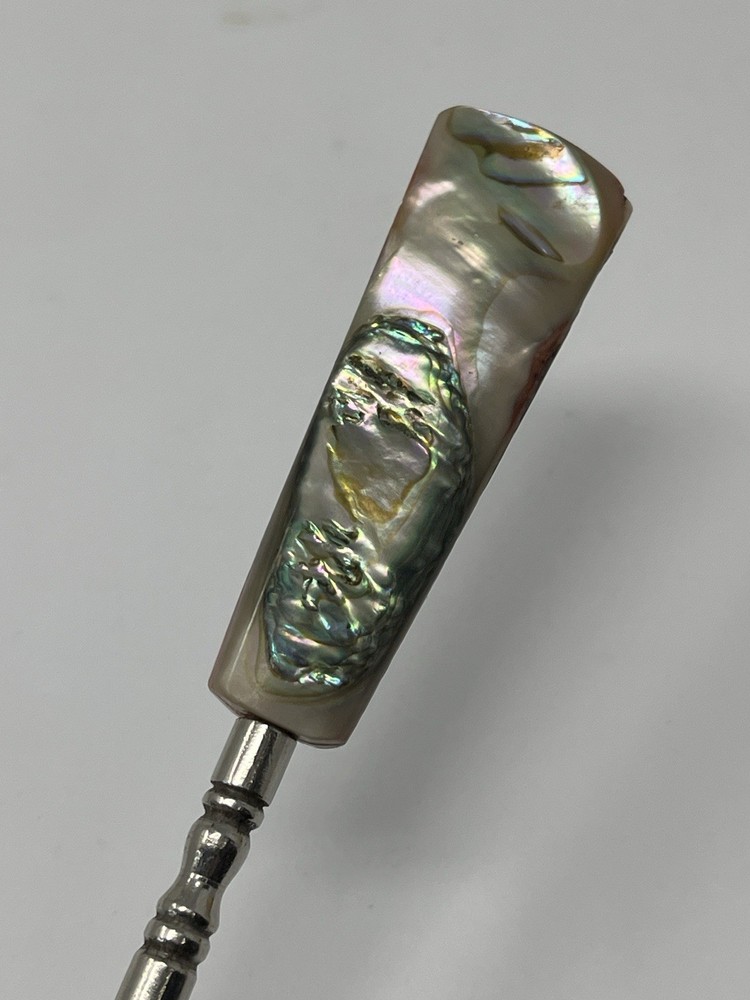 Victorian Edwardian Buttonhole Buttonhook Boot Glove Abalone Shell Handle