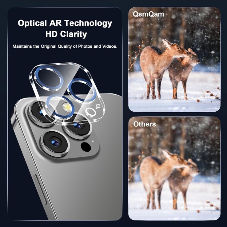 QsmQam 4-pack Camera Lens Protector for iPhone 15 pro,/pro max & 16 pro/pro max