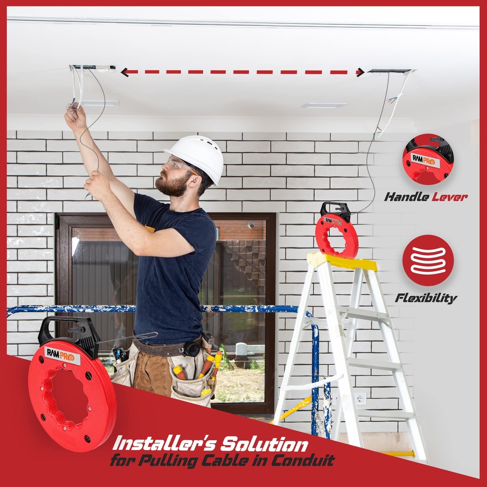 Fish Tape Wire Puller 50ft - Easy to use Cable Puller Tool with Double Loop T...