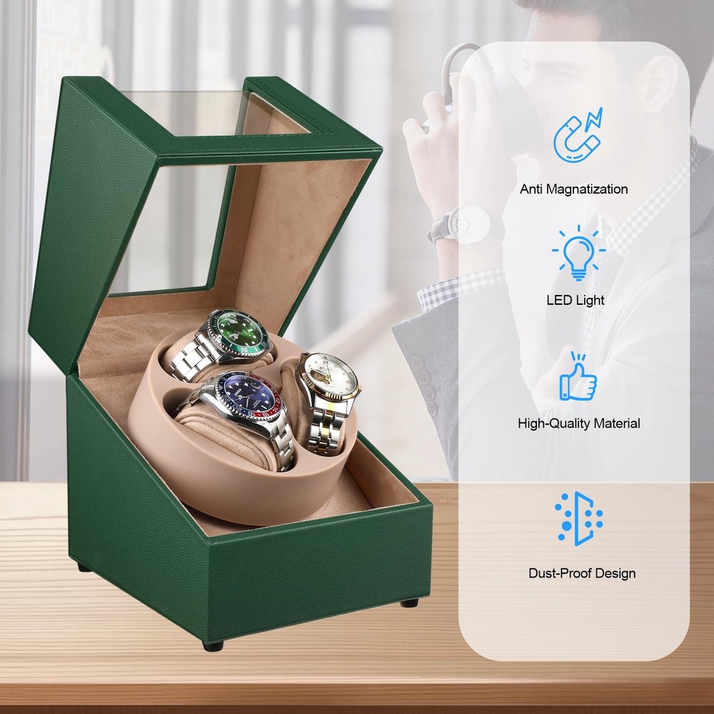 J&T Technology Watch Winder for Automatic Watches,Automatic Green