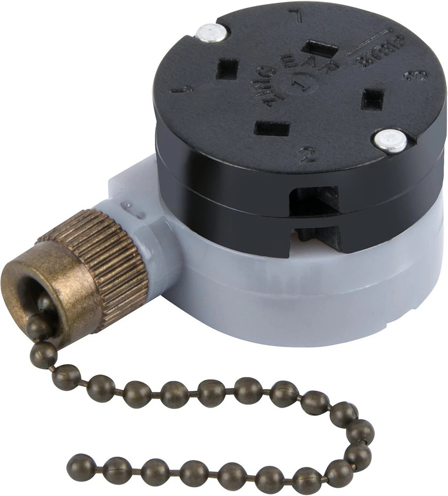 Ceiling Fan Switch Zing Ear ZE-208D 3 Speed Control 5-8 Wire Pull Chain Switch