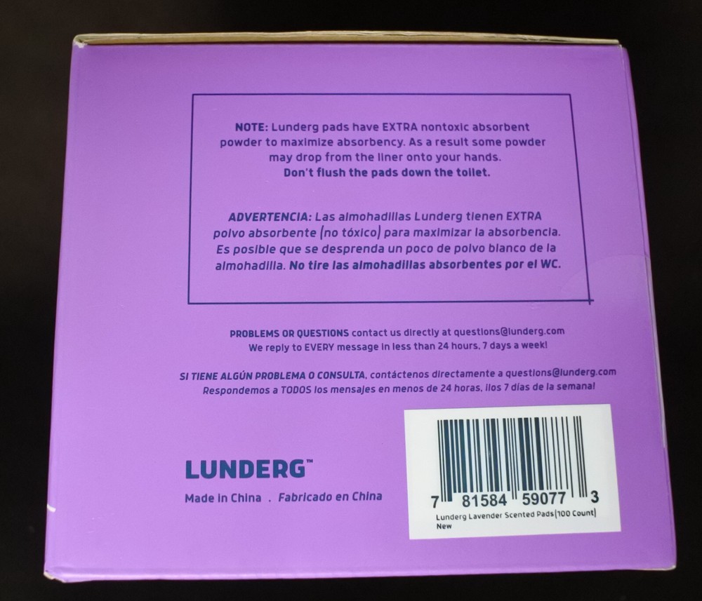 Lunderg Lavender Scented Super Absorbent Commode Pads - 100 Count