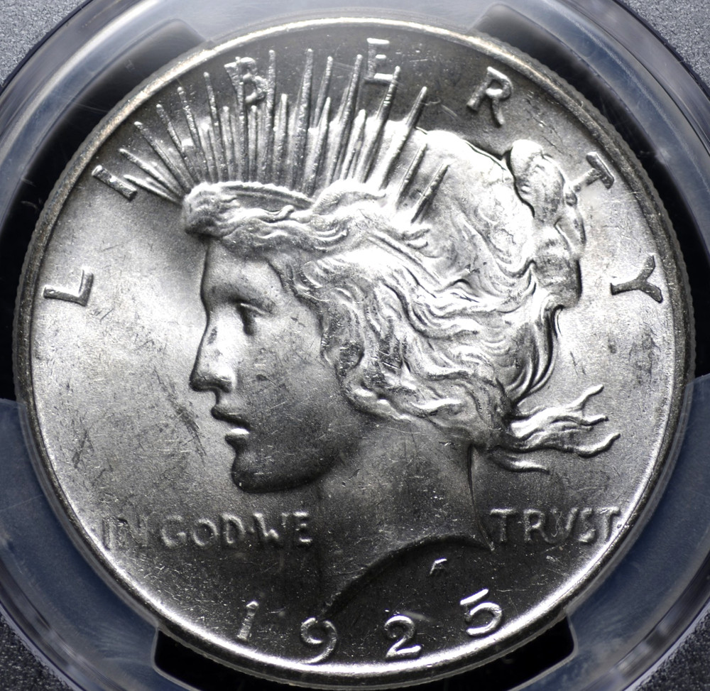 1925 PEACE DOLLAR PCGS MS 64 EXCELLENT STRIKE, LUSTER, AND SURFACE QUALITY FOR