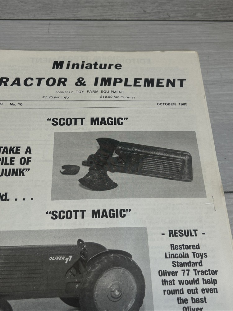 Miniature Tractor & Implement Magazine October 1985 Scott Magic Oliver 77