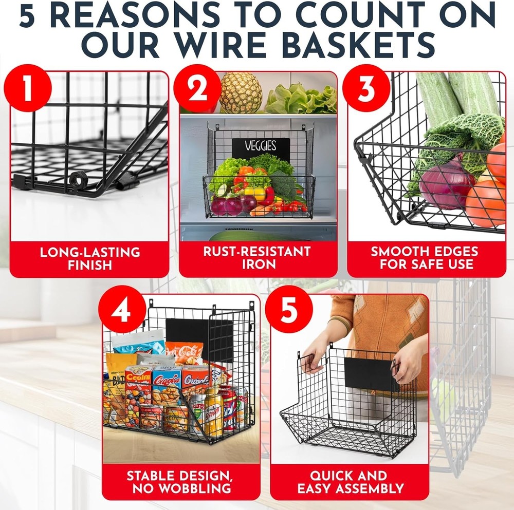 Multifunctional Wall Hanging 3-Tier Baskets - Durable Kitchen Storage Solution