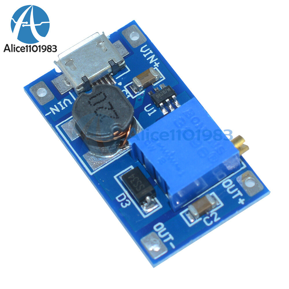 2A Step-up Board MT3608 2V-24V Input DC Boost Converter Module Micro USB/Type-C