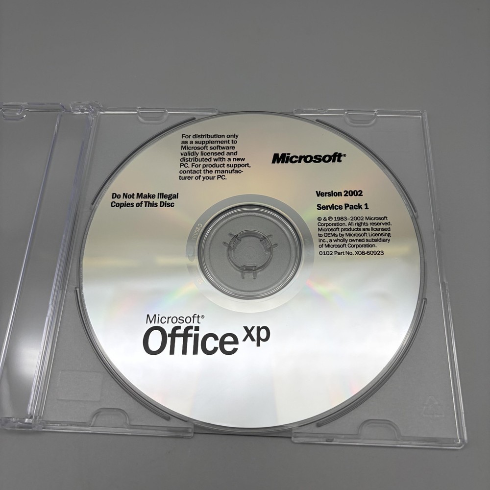 Vintage 2002 Microsoft Office XP Version 2002 Service Pack 1 CD Windows XP OEM