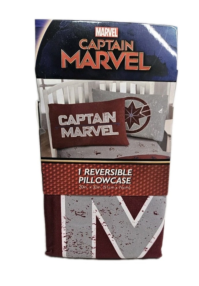 1 Reversible Marvel Captain Marvel Pillowcase  New 20" X 30"