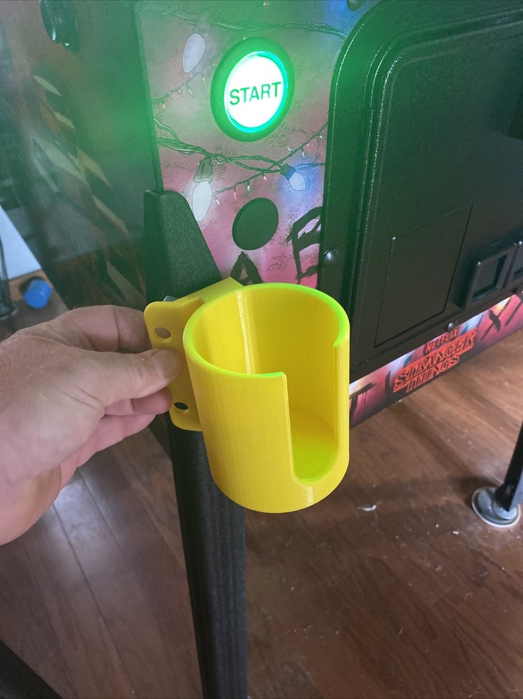 Pinball Machine Cup/Drink/Pop/Soda Holder Front or Side Mount - YELLOW