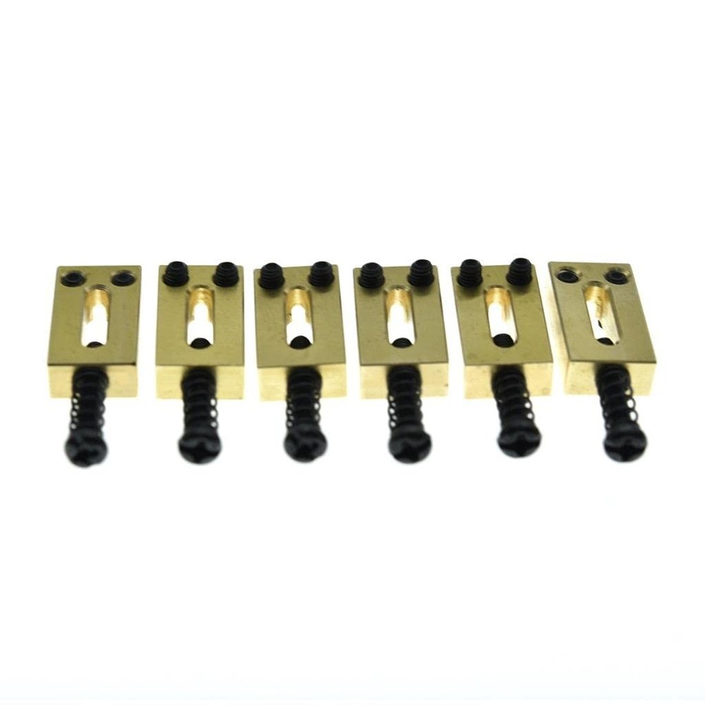 KAISH Solid Brass Guitar Bridge Saddles Saddle 10.5mm, Black Screw