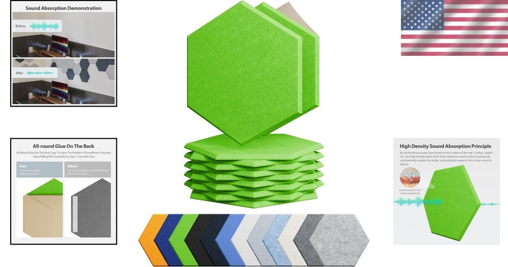 Eco-Friendly 12 Pack Hexagon Soundproof Panels - Perfect for Studios & Homes