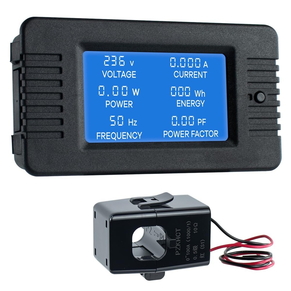 AC 80-260V 100A Multi-Function Power Monitor LCD Digital Display Black