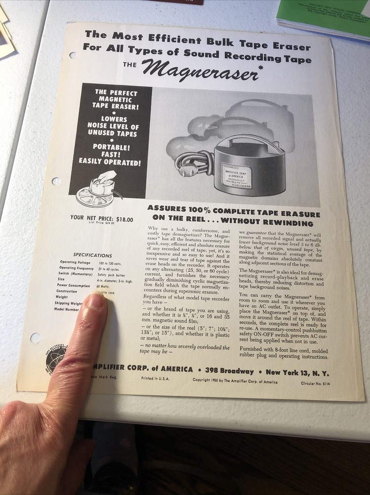 Amplicorp Magneraser Model 200C Demagnetizer Spec Sheet