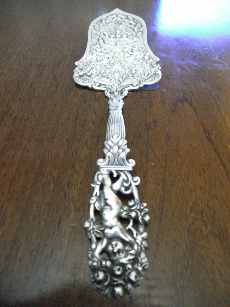 Large Antique Decorated 800 Silver Cake / Pie Server Germany c 1890 19th Cent