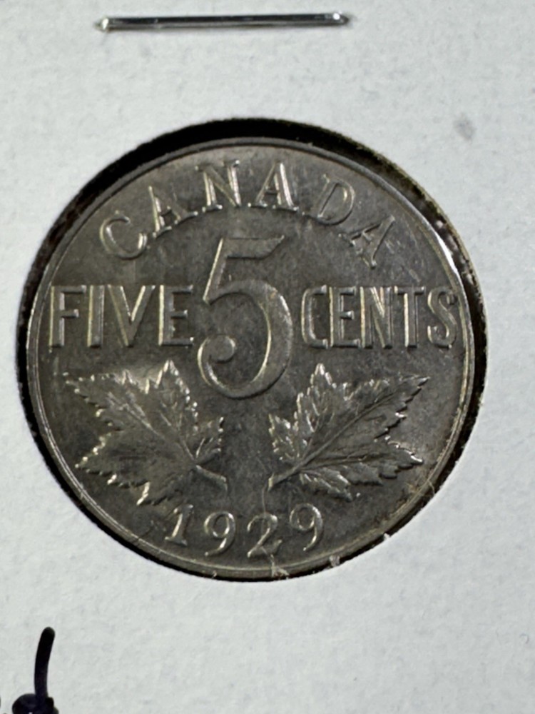 1929 Canada 5 Cents Cleaned