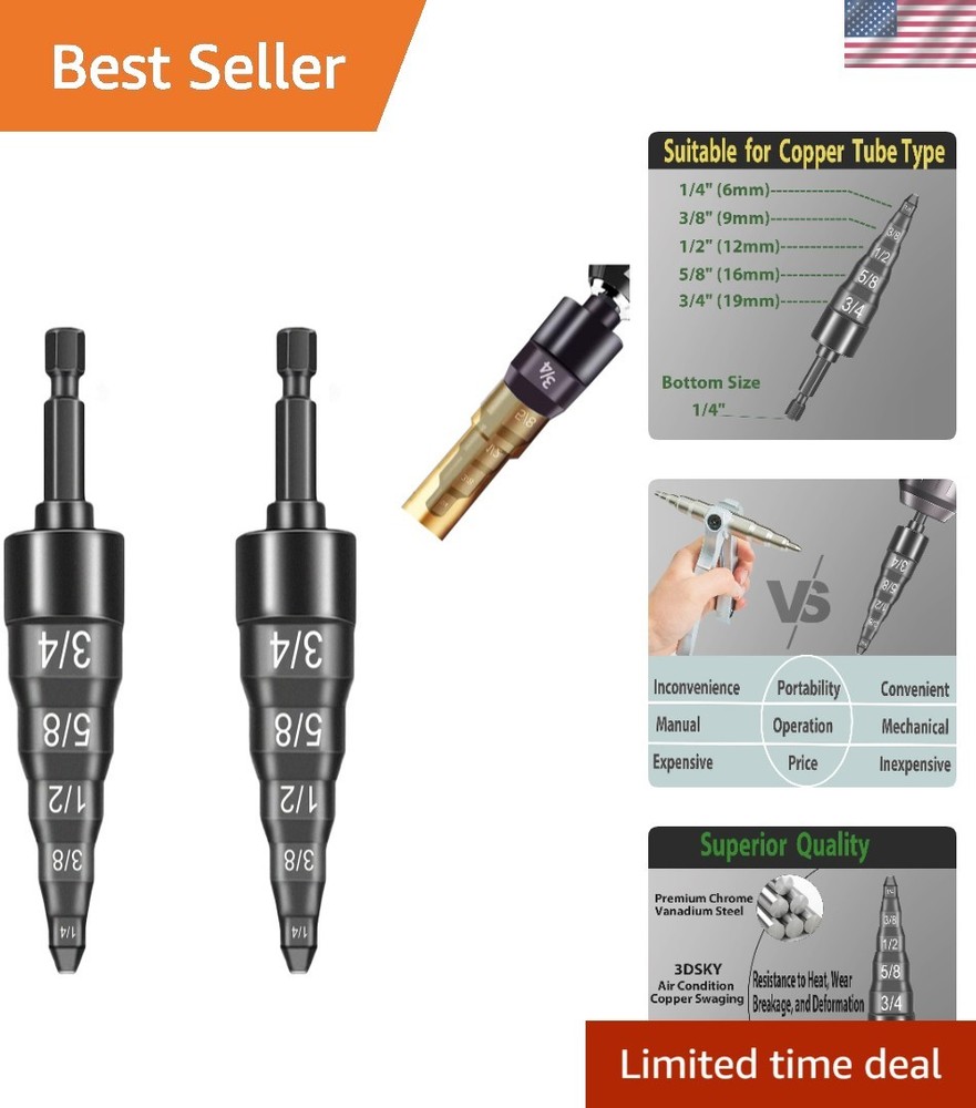 Efficient Copper Pipe Expander - 2Pcs HVAC Swaging Tool Set with  Quality