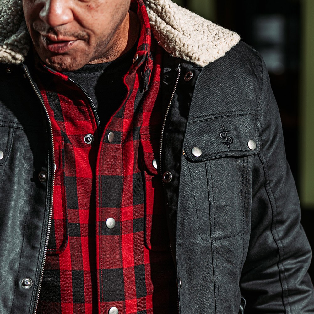 Spada Temper Trucker Textile Jacket - Black/Tan