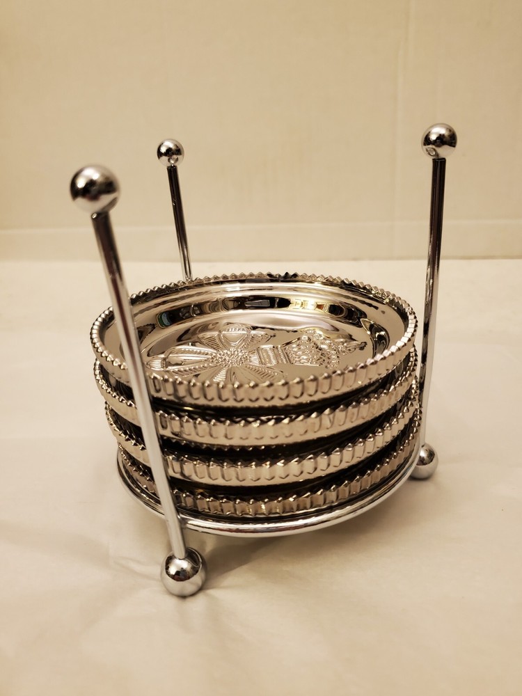 GENUINE SILVER "CHRISTMAS BELL" DRINK COASTERS - PRE OWNED