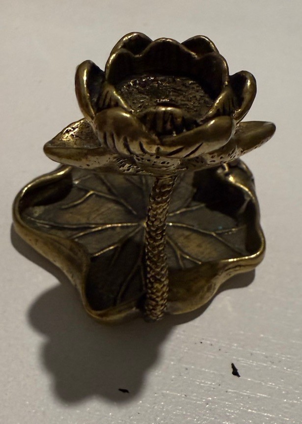 Antique Brass Lotus Leaf Backflow Incense Burner Decorations Solid Beautiful