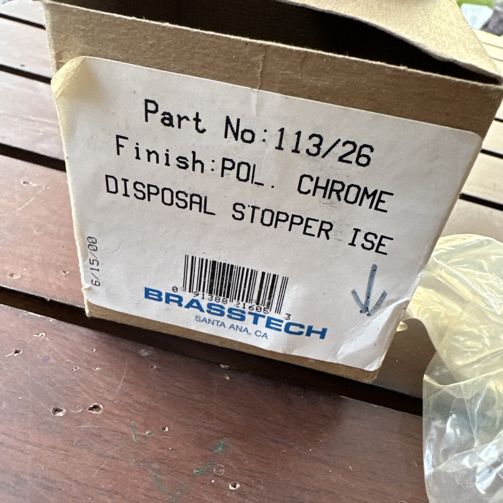 Brasstech 113/26 Garbage Disposal Stopper, Polished Chrome