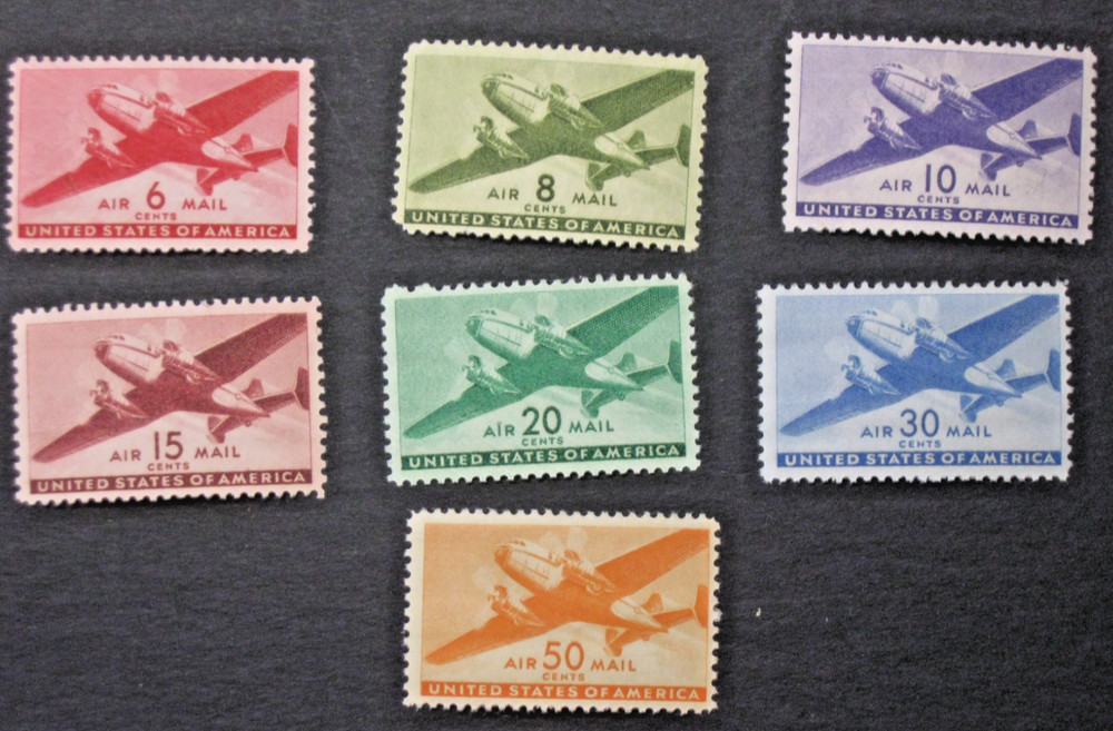 US AIR MAIL MNH 1941- 1944 SC# C25- C31