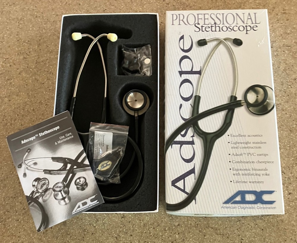 Adscope Professional Stethoscope 603 Black 22" Box Unused