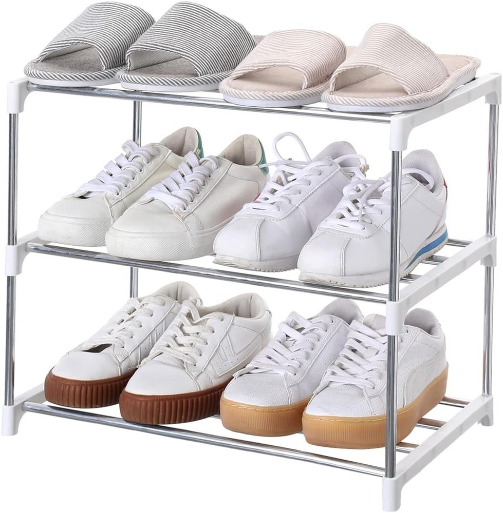 3-Tier Stackable Shoe Rack – Space-Saving Organizer