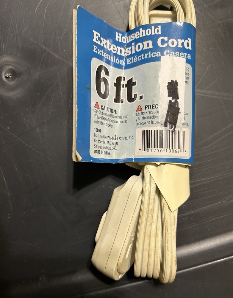 Household Extension Cord White 6ft
